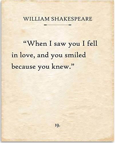 William Shakespeare - When I Saw You I Fell In Love - Book Page Quote Art Print - 11x14 Unframed Typography Book Page Print - Great Decor and Gift for Wedding, Anniversary, Husband and Wife Under $15
