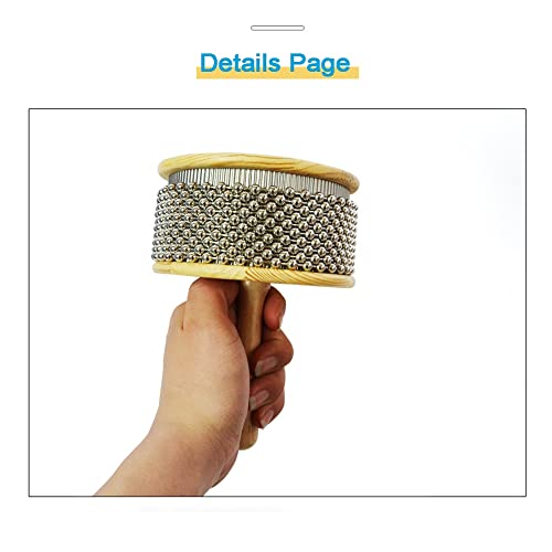 Elitty Wooden Cabasa Classical Hand Shaker Percussion Instrument Metal Beaded Chain Latin Percussion Instrument Including 2 Pieces Wooden Handles Bells And 1Pieces Wooden Cabasa (Size : Large) #TOP6