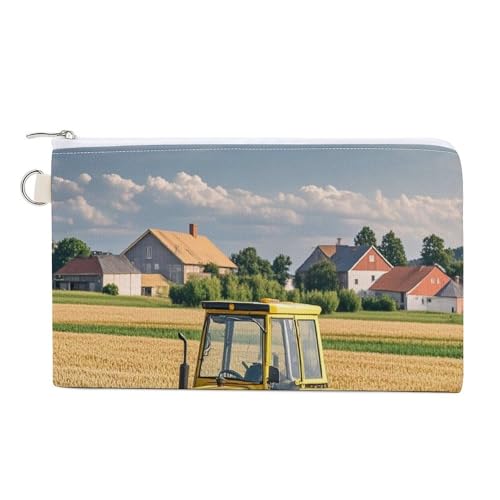 RLDOBOFE Tractor Farm Coin Purse Small Cash Coin Purse Pouch Mini Canvas Change Purse with Zipper Cute Coin Pouch Fashion Coin Wallet Slim Cash Change Wallet for Cards Keys Lipsticks