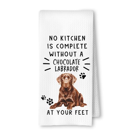 ArtisaEura Chocolate Labrador Retriever Dog Kitchen Towels Chocolate Lab Gifts for Women Men Dish Tea Towel Funny Labrador Dog Hand Towels for Kitchen Decor 16x24 Inches