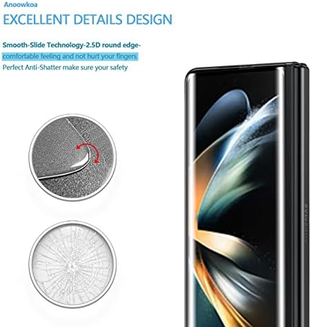 Anoowkoa [2 Pack 0.26mm Premium Samsung Galaxy Z Fold 4 Screen Protector Tempered Glass Film Guard Cover-Genuine Glass-One-Push Super Easy Installation