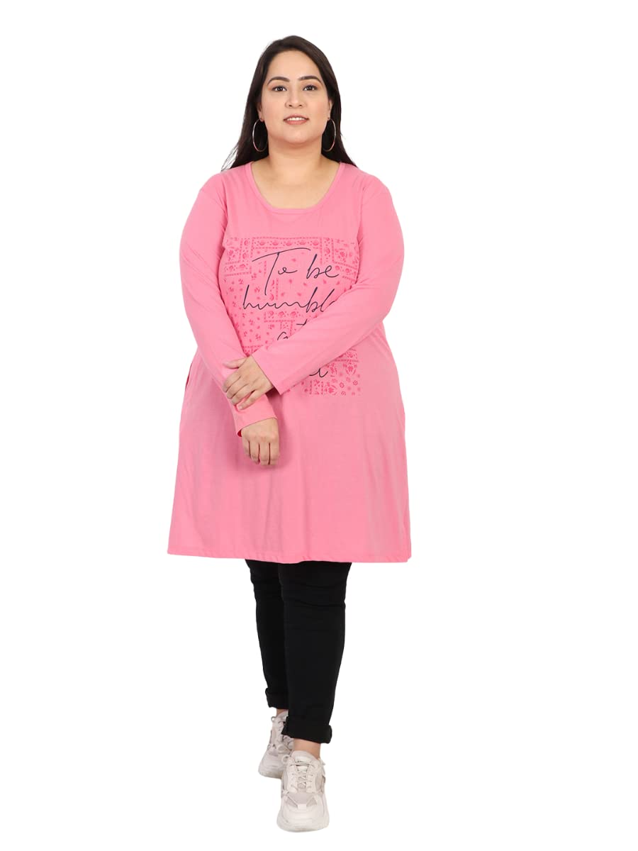 cupid Women Plus Size Cotton Round Neck Full Sleeves T-Shirt, Nightwear, Sleepwear, Daily Use Gym n Lounge Wear Long Tops for Ladies_3XL to 7XL-picture-12