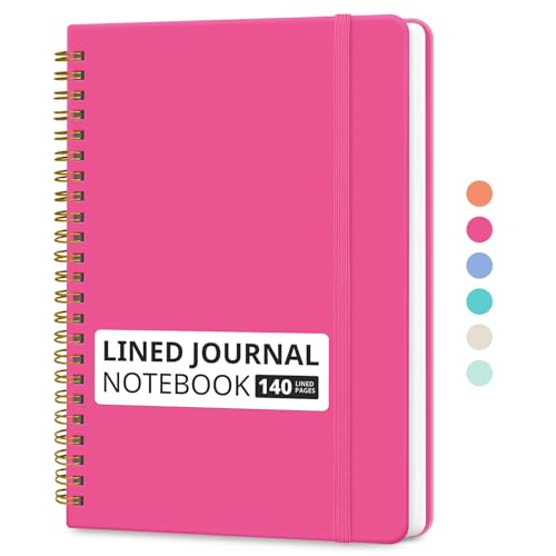 Image of Taja Lined Spiral Journal Notebook for Women & Men, 140 Pages, College Ruled Hardcover Notebook for Work & Note Taking, Journals for Writing, A5(5.7 inch x 7.9 inch) - Berry Pink