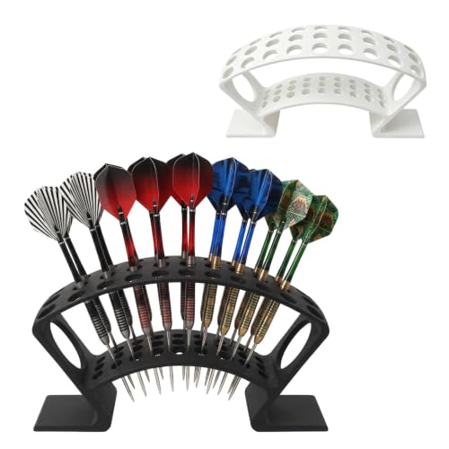 2er Set Dart Halterung, Aufbewahrungsständer für Dartpfeile, platzsparender Dartständer für Zuhause, Keller & Bar – 1x Schwarz & 1x Weiß