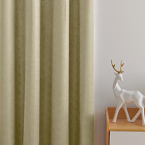 Image of Deconovo Fashionable Rod Pocket Blackout Curtains Room Darkening Curtains Window Treatments Shade Curtains for Study （5.2 Feet-Window） 52W x 63L Inch Beige 2 Drapes