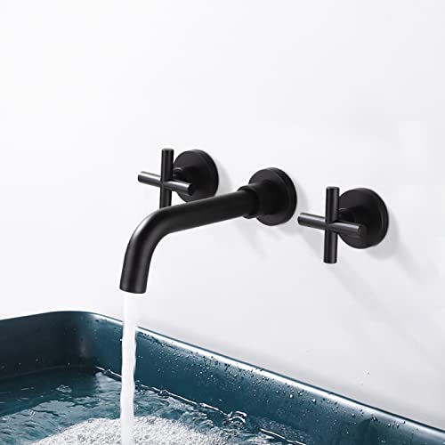 Robinet de salle de bain mural or avec double commande eau chaude et froide - 7