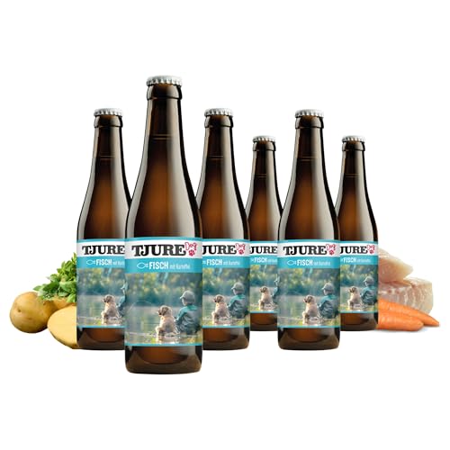 TJURE Hundesmoothie Fisch mit Kartoffel | 6 x 220 ml | Getreidefreier Smoothie für Hunde | Mit 26 % Fisch & Gemüse | Ideal als Topping & Snack | Ohne Zusatzstoffe | Made in Germany