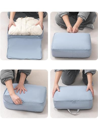 Image of JMC Compression Packing Cubes for Travel,Expandable Storage Bag Luggage Packing Organizers | Luggage Suitcase Organizer Compressed Travel Clothes Bag, GREY & BLUE
