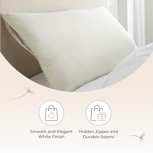 Image of Organic Cotton Pillow Protector - 100% Waterproof Pillow Protector Queen Size GOTS & Fairtrade Certified - 140GSM Hypoallergenic Machine Washable Breathable Cover with Edge Piping - 2 Pack (Queen)