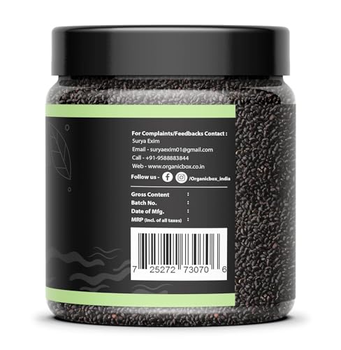 Image of Organic Box 100% Natural and Premium Raw Unroasted Chia Seeds and Basil Seeds - 250 Gram Each - Omega 3 and Fiber for Weight Loss - Diwali Gift Pack (500gm)