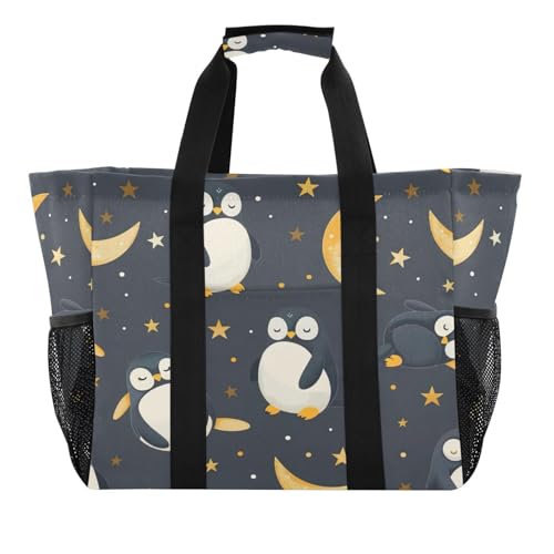 YETTASBIN Penguin Large Foldable Travel Tote Bag, Lightweight Waterproof Swim Pool Bag with Handles & Pocket for Beach Outdoor, Reusable Grocery Bag for Kitchen, Shopping2