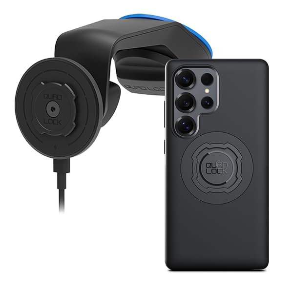 Quad Lock Windscreen Dashboard Car Phone Holder with MAG Wireless Charging Head V2 and MAG Phone Case for
