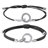 Vxddy Couples Matching Bracelets Demon Princess with Diamond Promise Bracelet for Him and Her Couple Jewelry S925 Sterling Silver Adjustable Engagement Marry Wedding Valentines Day Gifts
