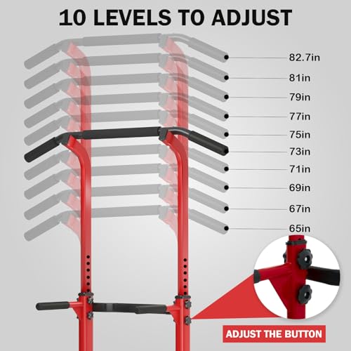 Image of SogesPower Power Tower Dip Station Pull Up Bar for Home Gym Adjustable Height Strength Training Workout Equipment,Pull Up Bar Station