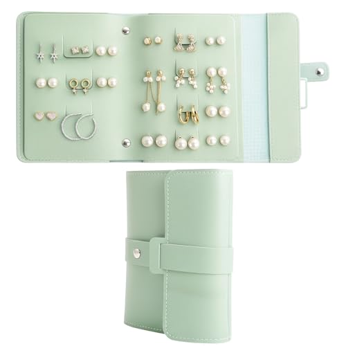 JORcadis Earring Storage Organiser Earring Holder Organiser for Travel and Home Use Compact Green Earring Storage Case 20 x 7 cm Suitable for Business Trips Vacations or Special Occasions