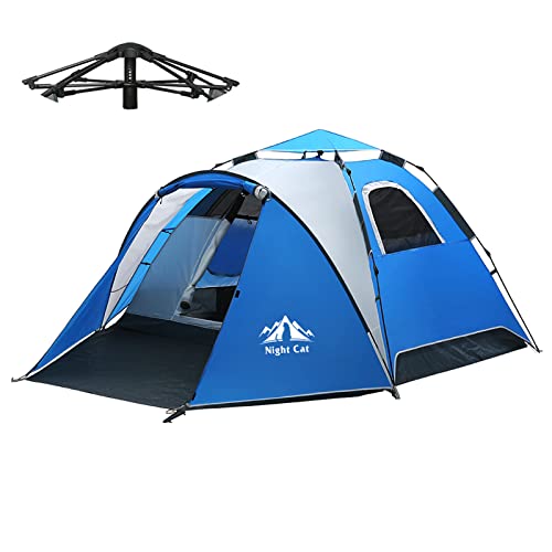 Night Cat Pop Up Tent 2-3 Persons Instant Set Up Tent with Footprint Tarp & Porch, Automatic Double Layer Waterproof Camping Tent with Rainfly