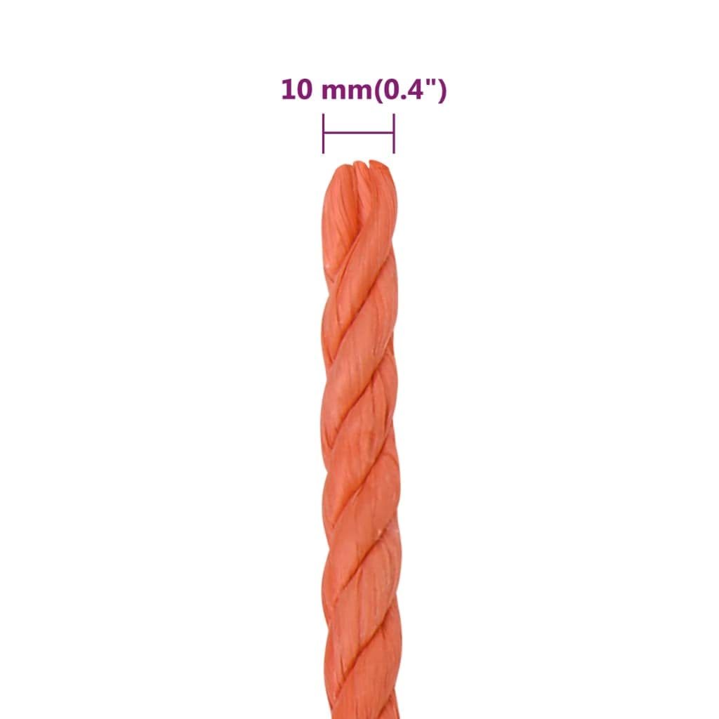 Cuerda de trabajo naranja 10 mm 50 m polipropileno resistente resistente para jardín, barco, camping, taller y hogar para atar, tensar, amarrar y anudar