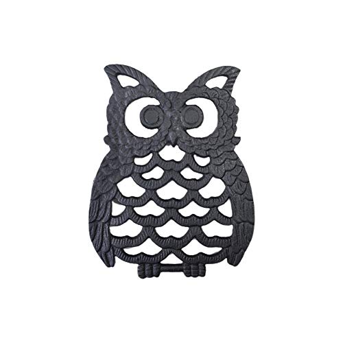 Yumira - Sottopentola in ghisa vintage con motivo a gufo, a forma di pesce, isolante, per pentole, ciotole, stoviglie, tazze