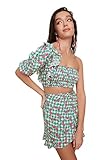 crop top y falda larga elegante  Trendyol Armdetail bedrucktes Sub-Top-Team Conjunto de Falda, Green, 36 señoras