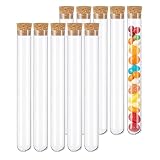 10 Pièces 16 * 150mm Tube à Essai avec Bouchon Liège, Éprouvette Transparen, Eprouvette, T...