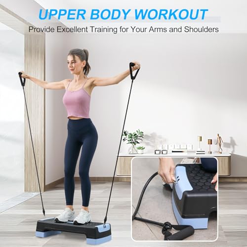 Zeatly Aerobic St4-In-1 Aerobic Step Platform, 4” 6” Adjustable Exercise Step, Multifunctional Balance Board, Workout Step Platform for Exercise at Home & Gym, Aerobic Stepper with 2 Resistance Bands for Fitnessep Platform - Thumbnail 6