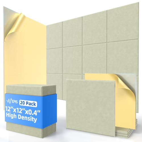 Image of 20 Pack Acoustic Panels with Self Adhesive Sound Proof Foam Panels for Wall | 12 inch X 12 inch X 0.4 inch High Density Soundproof Wall Panels, Square Sound Absorbing Panels for Home Studio Office Decor - Sage