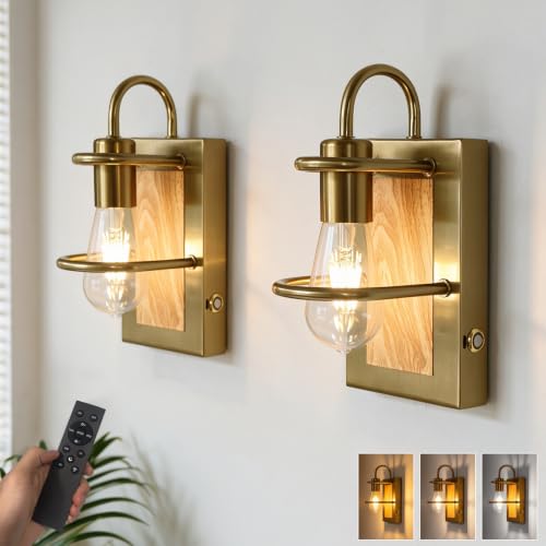 Image of Gold Wall Sconces Battery Operated Set Of 2, Rechargeable Wall Lights