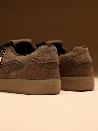 Image of The Souled Store Urban Blaze Legacy: Belgian Chocolate Men Low Top Sneakers - Premium Suede & PU Leather Casual Shoes | Lightweight Streetwear Sneakers for Men
