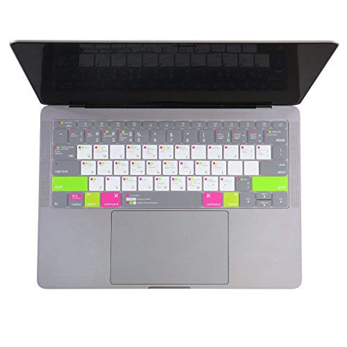 VFENG Premium Keyboard Cover Skin with MAC OS Shortcut Hot Keys for 2016-2019 MacBook Pro 13 Inch Without Touch Bar(Model: A1708) and 2015-2017 MacBook 12 Inch (Model: A1534), US Version