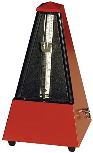 Wittner Metronomo Taktell Forma Piramidale Sistema Maelzel Designer Serie - Custodia In Plastica - Senza Campana - Rosso Scuro - Meccanismo A Carica M