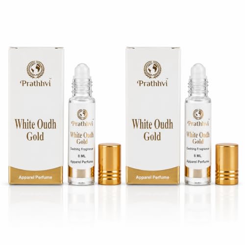 Image of White Oudh Gold Attar Roll-On Perfume Oil - 8 ml | Alcohol Free | Long Lasting Rich Fragrance | Men & Women | Pocket Size Travel Friendly Roll On | Daily Wear (Pack of 2)