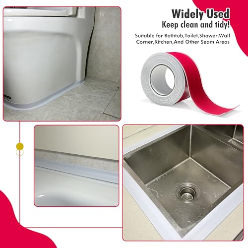 Image of Waterproof Caulk Tape, Self-Adhesive for Toilet, Tub, Kitchen, Corners,Bath