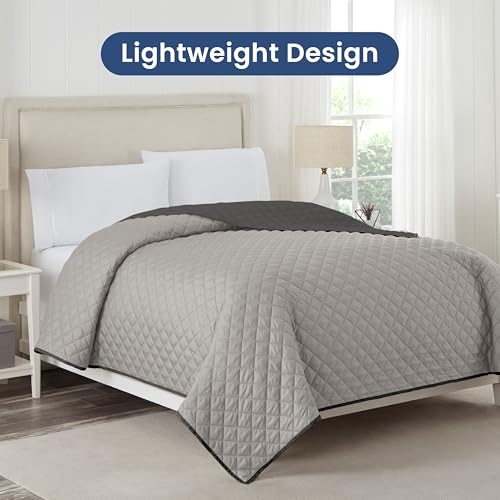 Image of Martex Reversible Coverlet, Full Queen, Light Gray /Graphite | Lightweight, Durable, Soft, Easy Care, Reversible