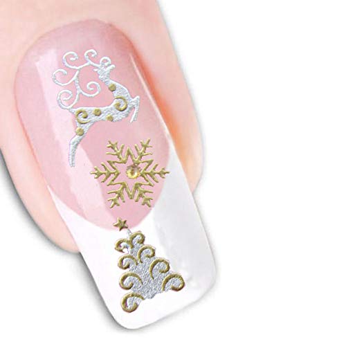 Kcg Trading Yj055 Gold Silver Reindeer Snowflakes Xmas Tree Nail Art 3D Stickers - Christmas Gold & Silver (Yj055 Gold Silver Reindeer Snowflakes Xmas Tree)