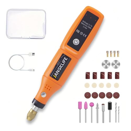 JANGKLIFE Cordless Rotary Tool, 3.7V Mini Rotary Tool Kit with 31 Accessories, 3-Speed Adjustment - Lightweight & Portable - Ideal for Polishing, Sanding, Grinding, Drilling, and DIY Crafts