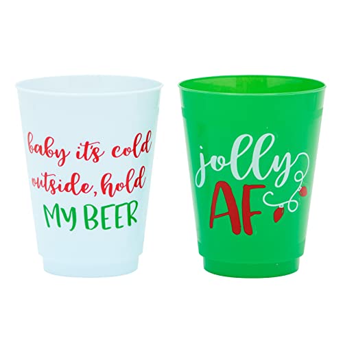 16 Oz Christmas Party Cups, Reusable Plastic Tumblers, 4 Holiday Designs (24 Pack) #TOP7