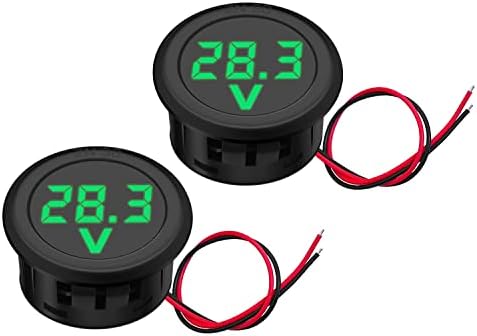 2PCS 5V-100V DC Car LED Digital Voltmeter DisplayWaterproof Ammeter Voltage Monitor Gauge Display for Motorcycle Boat Truck Camper Caravan ATV UTV Marine(Green)