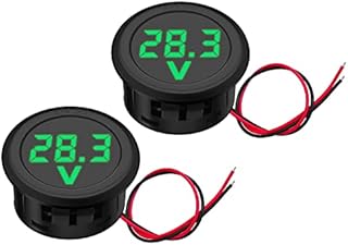 2PCS 5V-100V DC Car LED Digital Voltmeter DisplayWaterproof Ammeter Voltage Monitor Gauge Display for Motorcycle Boat Truck Camper Caravan ATV UTV Marine(Green)