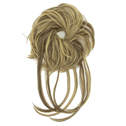 IMISSU 2PCS Messy Hair Bun Piece Updo Long Scrunchies Wrap Ponytail Extension Wavy Hairpieces Chignon Headband (2PCS Light Brown Blonde) - Image 2