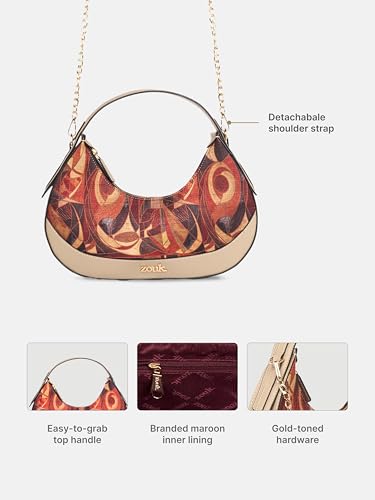 Image of ZOUK Women's Vanya Baguette | Crossbody Vegan Leather Sling Bag | Detachable Strap