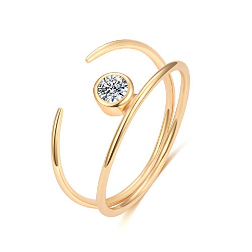 Gold Dainty Open Wrap Ring Cubic Zirconia Ring Simulated Diamond Rings Thin CZ Stackable Rings for Women