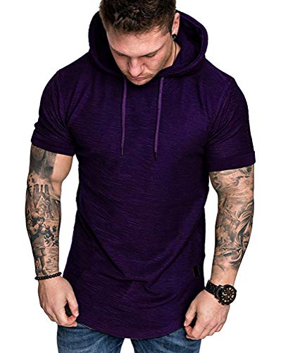 Image of Lexiart Mens Cotton Hoodies Pullover Sport Muscle Workout Shirts