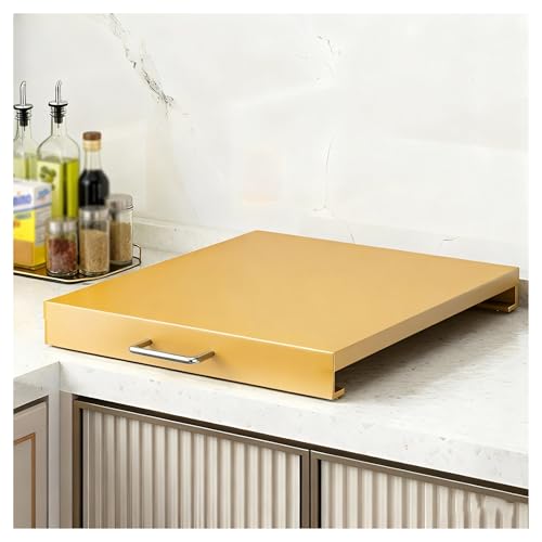 Stove Top Cover Carbon Steel Gas Stove Bracket Multifunctional Burner Caps for Gas Caps and Electric, Range Expanding Kitchen Space(Gold,L13.78xW15.75xH2.76IN)
