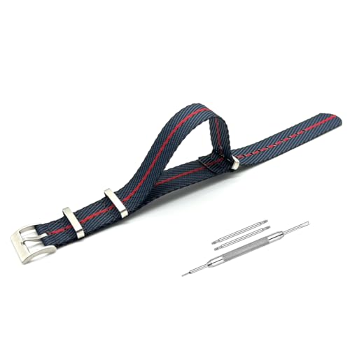 Image of Lineon 20mm & 22mm Stainless Steel 304 Buckle & loop Nylon Vintage Style NATO Watch Strap ONE WAY NATO Nylon STRAP Imported Quality With Pins and Pin Remover Tool (Include)