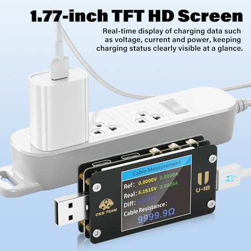 Image of USB C Power Meter Tester, PD Trigger & QC 3.0 Fast Charge Detector, 4-24V 0-6.5A LCD Digital Multimeter, Voltage Current Capacity Monitor for Type-C /USB-A /Micro-USB, Phone, Laptop