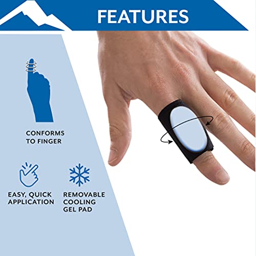 Polar Ice® Finger Sleeve, Universal Size – Patented Design Prevents Finger Joint Stiffness – Built-In Cooling Gel Pad – Designed To Support Sprains, Strains, & Sports Injuries #TOP1