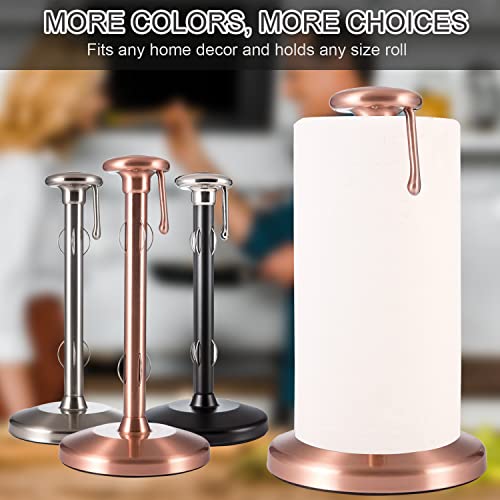 Lkkl Paper Towel Holder Countertop, One Hand Tear Kitchen Paper Towel Holder Stand With Sturdy Weighted Base, Standing Paper Towel Roll Holder For Kitchen Bathroom Laundry, Stainless Steel Rose Gold #TOP6