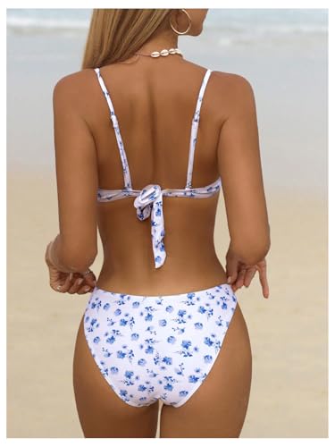 Milumia Women's 2 Piece Bikini Sets Ditsy Floral Swimsuit Tie Back Swimwear2