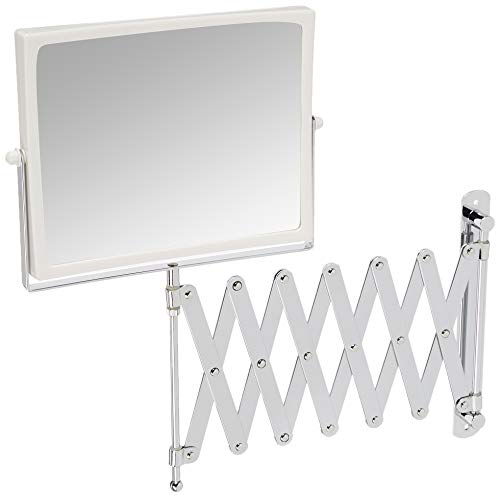 Jerdon 8.3-Inch X 6.5-Inch Two-Sided Swivel Wall Mount Mirror - Vanity Mirror With 5X Magnification & 30 Inch Wall Extension - White Base With Chrome Finish Handle - Model J2020C #TOP1