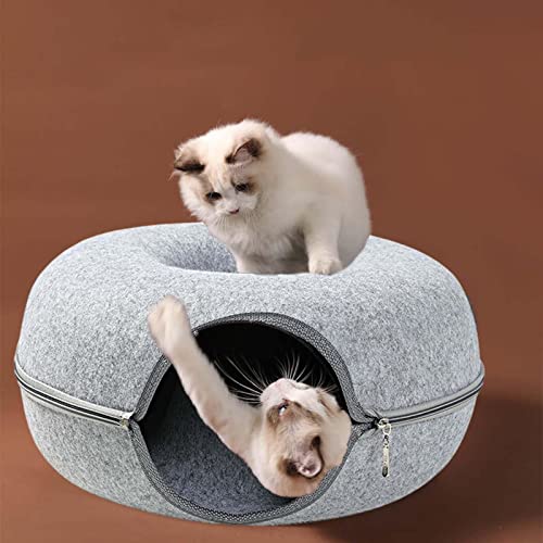 Lit tunnel pour chat – Tunnel circulaire amovible pour animaux de compagnie pour petits animaux de compagnie, espace de jeu et abri